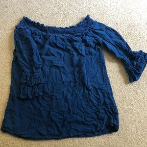 Style Envy Navy Off the Shoulder Top